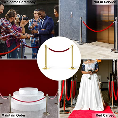 PATIKIL 4 Feet Purple Red Velvet Stanchion Rope, 2 Pack Crowd Control Barrier Rope with Snap Hooks for Posts Stands Queue Divider of Hotel Theater, Golden - color: Purple Red, size: 4 Feet