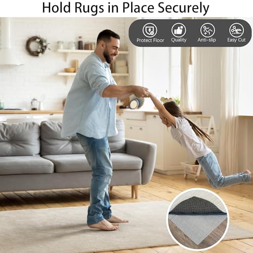Ruisita Non-Slip Mat Area Rug Pad Anti Slip Gripper Roll Rubber Matting Waterproof Floor Mat PVC Shelf Drawer Liner for Home, Office, Cars, Caravans (Gray, 30 x 200 cm) - size: 12" x 6'7" (Rectangular)