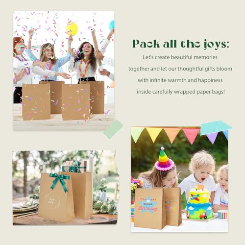 MESHA Brown Kraft Paper Bags 10x5x13 Inch 100Pcs Gift Bags with Handles - color: Brown 10x5x13 Inch, size: 1 Count (Pack of 100)