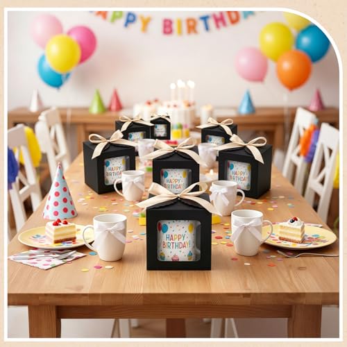 Kolldenn 24 Pcs Mug Gifts Boxes with Ribbon, 11oz, 12oz, 15oz, Black - color: Black