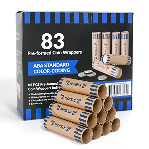 LLIKED 83 PCS Preformed Coin Wrappers Rolls-Nickels - size: 83 Nickles Coin Rolls