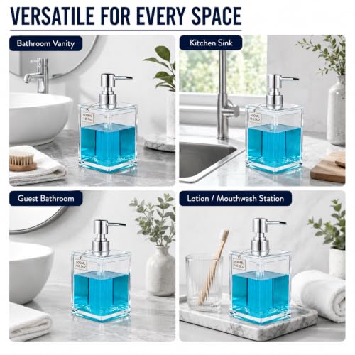 LGURT Clear Acrylic Soap Dispenser, 500ml Hand Soap Pump - size: 500