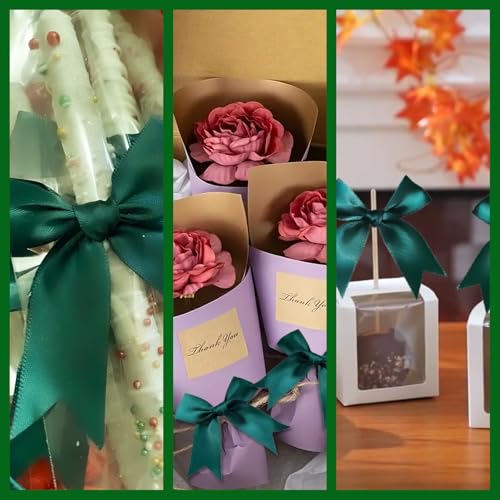3.3" Green Gift Wrap Bows, 60Pcs Satin Ribbon Bows for Gifts - color: Emerald Green