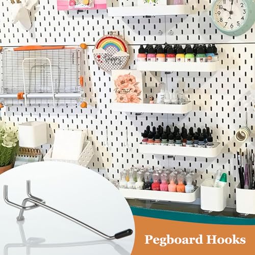 SENENQU 100PCS 4 Inch Pegboard Hooks Peg Board Hooks Accessories Fit 1/8” and 1/4” Peg Board with Rubber Tipped, Metal Pegboard Hooks for Garage, Office, Kitchen, Store