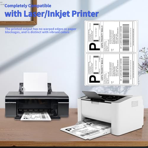 White Shipping Labels, 5.5" x 8.5", 25 Sheets (50 Labels), Matte Finish, Paper Material, 25 Count - size: 5.5"x 8.5"(2-up), style: 25 sheets