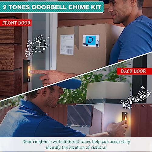 Saillong Wired Doorbell Chime, Lighted Doorbell Buttons, Black, Hill Style - color: Black, style: Hill Style