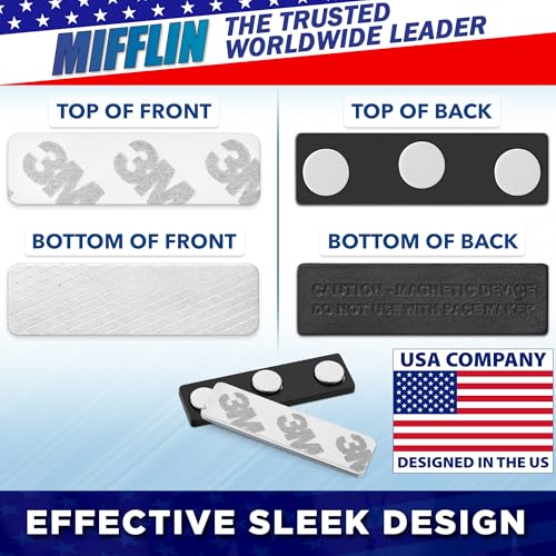 Mifflin-USA - Name Tag Magnets - 400 Pack, 1.75 x 0.5 Inches - Premium ID Badge Holder with 3 Extra Strong Neodymium Magnets - size: 400 Pack