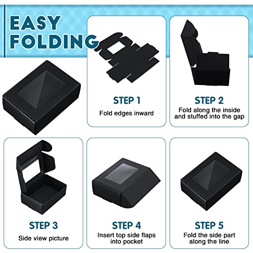 Zonon Mini Kraft Soap Boxes with Window Homemade, Black, 100 Pcs - color: Black