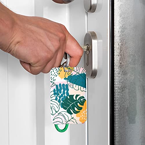 ID Card Badge Holder Key Chain with Metal Keyring, Plastic Slide Open with ID Window for Women Men Girls Students,Green Plant 4 Leaves - color: 4 Leaves