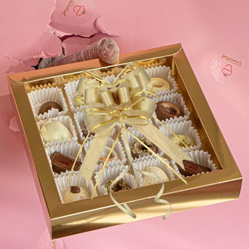 WEWILUCK Gold Rose Pattern Pull Bows for Gift Wrapping, 6 Inch, 15 Pack - color: Pattern-Gold, size: 6 Inch - 15 Pack