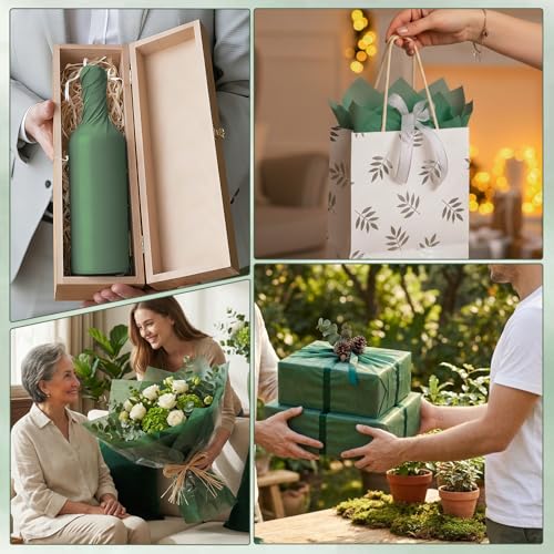 woric 160 Sheets Dark Green Tissue Paper for Gift Bags 20 X 14 Inches - color: Forest Green