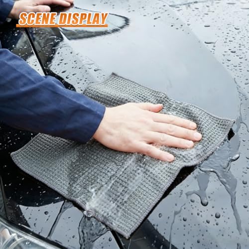Craedli 3PCS Waffle Weave Microfiber Towel, 16 × 16 Inch Soft Absorbent Microfiber Drying Towel Car Detailing Cloth, No-Scratch Glass Cleaning Rags Car Wash Towels for Car and Home Polishing (Gray) - color: Gray