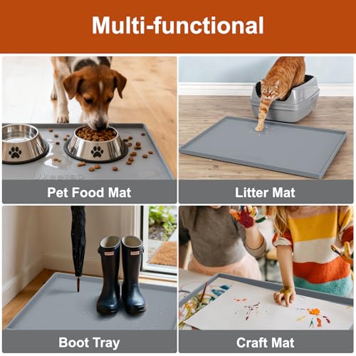 19" x 40" Extra Thick Silicone Mat Waterproof with Raised Edge, Gray - color: Gray, size: 19"L x 40"W