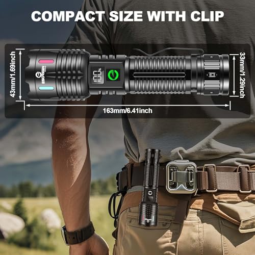 Esgreen Super Bright LED Rechargeable Flashlight High Lumen 100000 – 2-Mode - size: 1 Pack - Medium