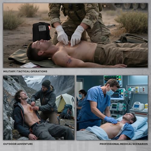 2Pcs Chest Seal Non-Vented, 6" Round Sterile Occlusive Adhesive Dressing, Emergency Trauma First Aid Supplies, IFAK Refill & Medical Supplies for Sucking Chest Injuries & Gunshot (2Pcs)