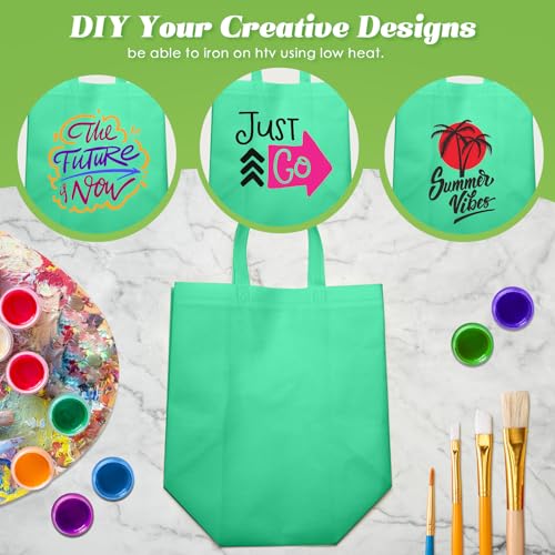 Reginary 50 Pcs Reusable Tote Bags Shopping Bags Non Woven, Green - color: Green
