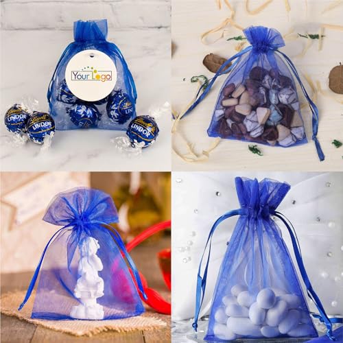 KLLPNW 100pcs Sheer Organza Mesh Drawstring Gift Bags 5x7 Inch Royal Blue - color: Royal Blue, size: 5x7 Inch (Pack of 100)