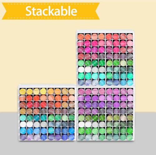 Krafetto 64 Grids Craft Paint Storage Organizer, Wall-mountable Paints Holder, Stackable Paint Bottle Rack Stand for 2oz Acrylic Craft Paints - color: 1pc white paint rack