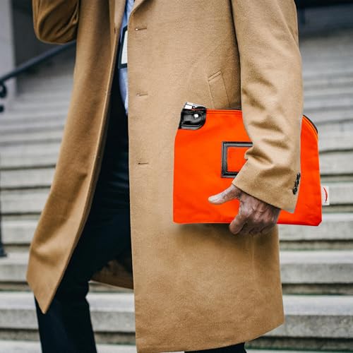 Locking Canvas Cash Bag, Orange, 9 x 12 Inch - color: Orange