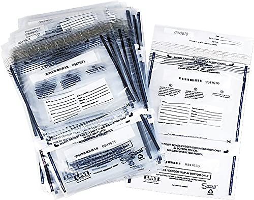 PM Company 58008 Clear Dual Deposit Bags, Tamper Evident, Plastic, 11 x 15, 100 Bags/Pack