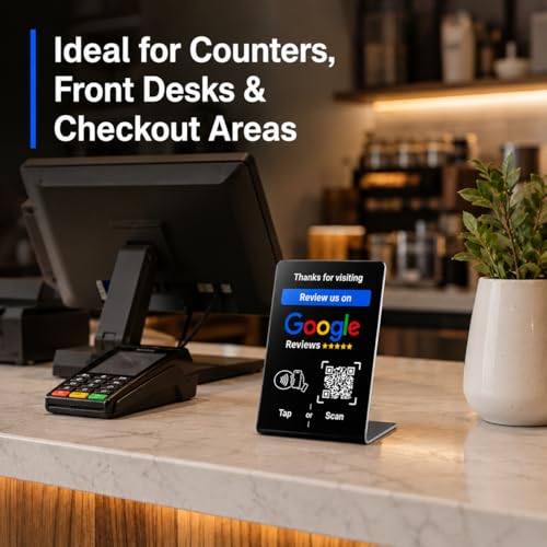 NFC Tap Google Review Stand, Black, Compact 4.3"x2.7", 1-STAND - color: Black, size: 4.3"x2.7" - 1 STAND