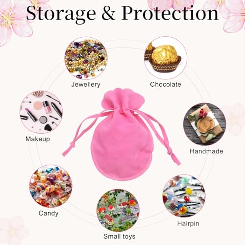 uxcell 20pcs Small Velvet Drawstring Pouches,3.5"x4.7" Jewelry Bag,Rose Red - color: Rose Red, size: 3.5" x 4.7"