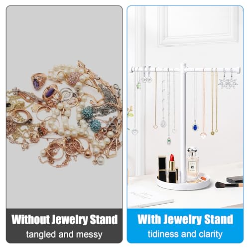 bodkar Jewelry Necklace Holder Organizer,12.9" Sturdy Metal Jewelry Stand - color: White
