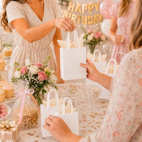 Treelement 22 Pack 4.7×2.3×6.3 Inch Small White Gift Bags with Tissue Paper - color: White