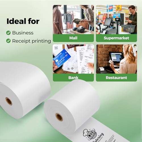 MUNBYN Thermal Paper 3 1/8 x 230ft, 12 Rolls Receipt Paper Work for Star Micronics TSP100 TSP143 Epson 80mm Receipt Printer Square POS Register Credit Card Terminals, Pos Register Paper BPA Free - size: 3 1/8" x 230', style: 12 Rolls
