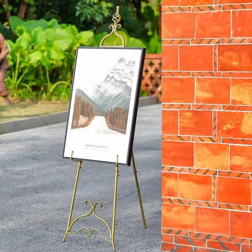 Gold Easel Stand for Sign 58.5” H Metal Large Adjustable - color: Openwork Orb Top