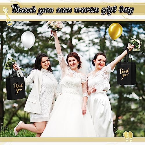 Sweetude 30 Thank You Non Woven Gift Bag Bulk, 10 x 8 x 4 Inch, Black - color: Black, size: 10 X 8 X 4 Inch