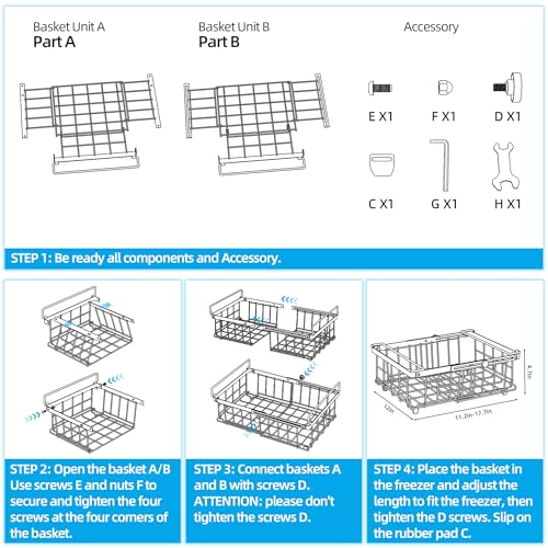 2 Pack Expandable Freezer Organizer Bins, Stackable Chest Freezer Basket - color: White, size: 2 Packs