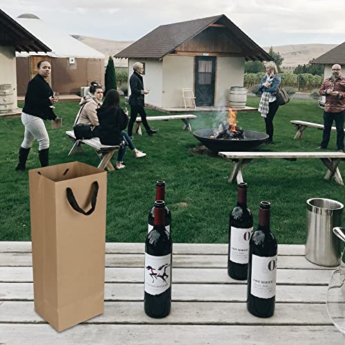 Aimyoo Brown Wine Bottle Gift Bags Bulk,10 Pack Kraft Paper Gift Bags with Handles 4x4x14 inch for Champagne Alcohol - color: Brown - 4x4x14 inch, size: 1 Count (Pack of 10)