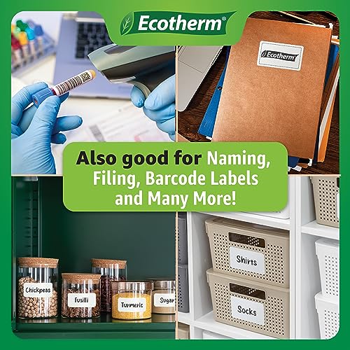 2.25" x 4" Thermal Labels | 6 Rolls | 4200 Labels | fits Zebra, Munbyn, Rollo, Godex, Arkscan, iDPRT, Offnova Thermal Label Printers and More | Blank White Adhesive Stickers by Ecotherm - size: 2.25 x 4 - 4200 Labels