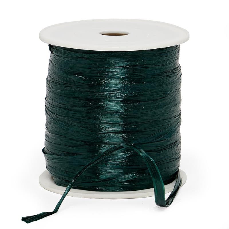 Forest Green Metallic Raffia Ribbon 1/4" X 100 Yards - color: Green