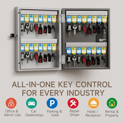 32 Key Lock Box Smart Key Organier Cabinet with Keypad & App for Office - size: 2.3inx11.3inx14.1in