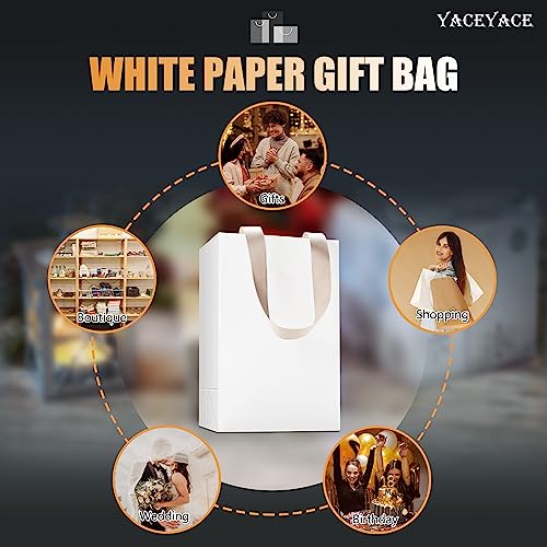 White Gift Bags with Handles 10Pcs 5.25"x3.75"x8" Small - color: White, size: 5.25x3.75x8 Inch (Pack of 10)