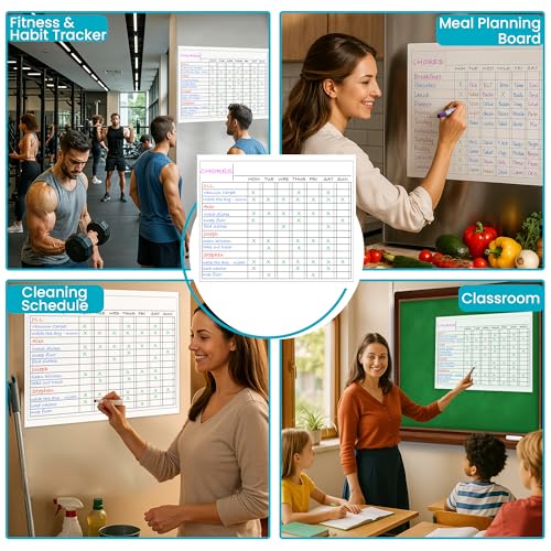 Iconikal 2-Pack Magnetic Dry Erase Chore Meal Chart 14x11-Inch Planner Schedule WOD Goal Tracker Grid Refrigerator Whiteboard Home Office - style: (Workout of the Day) WOD Planner