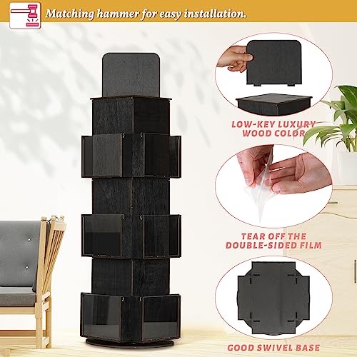 Natheeph Greeting Card Display, Rotating Display Stand, Wooden Display Rack - color: Ebony