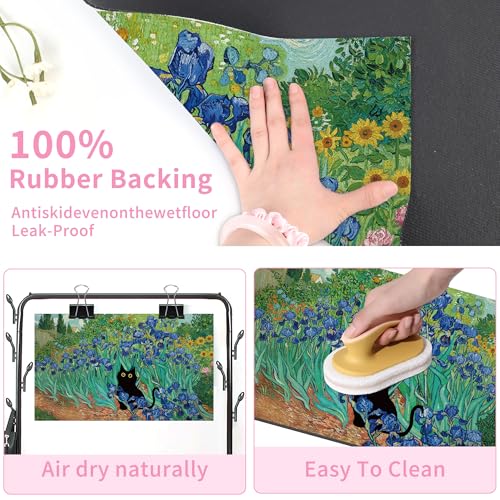 Black Cat Pet Feeding Mat, 12 x 20 Inch - color: Black Cat, size: 12x20in