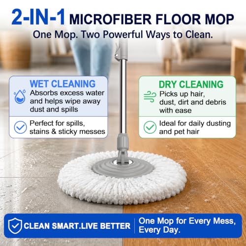 Easy-Rinse Mop Bucket Gen 2, Clean/Dirty Water Separation,Grey/Blue - size: Grey/Blue Mop Bucket + 6 Extra Refill
