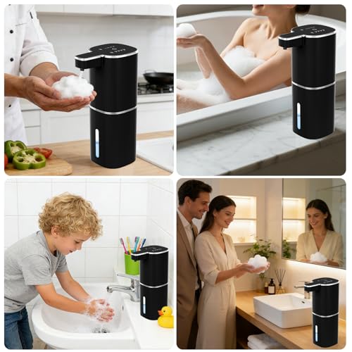 Automatic Foaming Soap Dispenser, USB Rechargeable (Black, Foaming) - color: Black, size: Foaming