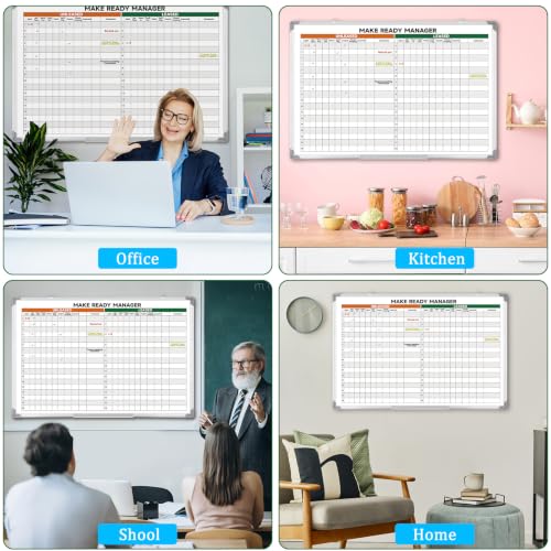 Lincia 36 x 24 Inch Dry Erase Make Ready Manager Board Double Sided - style: Make Ready Manager