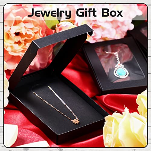 Crtiin 30 Pack Jewelry Gift Boxes Set with Clear Window, Black - color: Black