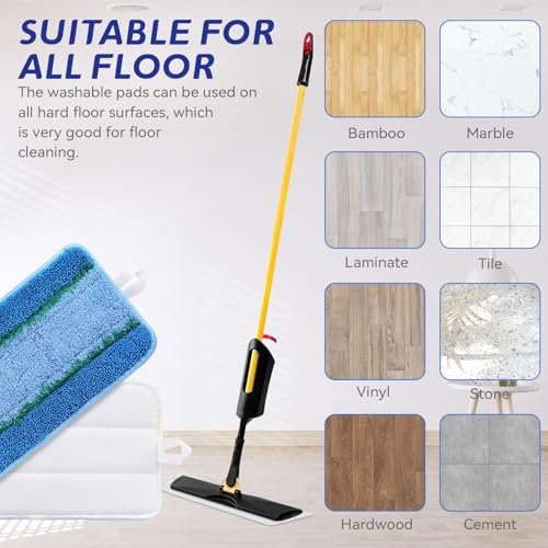 Upgraded Replacement Microfiber Mop Pads for Rubbermaid Commercial 18 Inch Mop 17 Inch Mop, Reusable Wet & Dry Commercial Cleaning Flat Mop System 18" 17" Refill Head for Multi-Surface Floor-2 Pack - color: Rm-blue Upgrades Blue 2pack