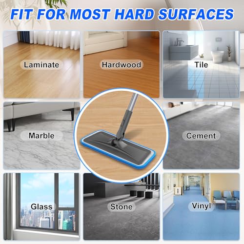 BPAWA Microfiber Mops for Floor Cleaning: Flat Mop for Hardwood Tile Wood - color: Gray