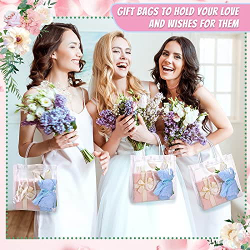 Saintrygo 80 Pcs Clear Plastic Gift Bags with Handles Small Transparent PVC Reusable Tote Gift Bags for Shopping Wedding Favor(7.9 x 7.9 x 3.2 Inch)