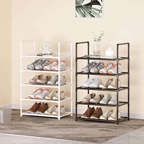 10-Tier Tall Shoe Rack,Large Sturdy Shoe Shelf Organizer, Non-Woven Fabric Narrow Free Standing Shoe Racks for Entryway, Hallway and Closet (Black) - size: 10-Black