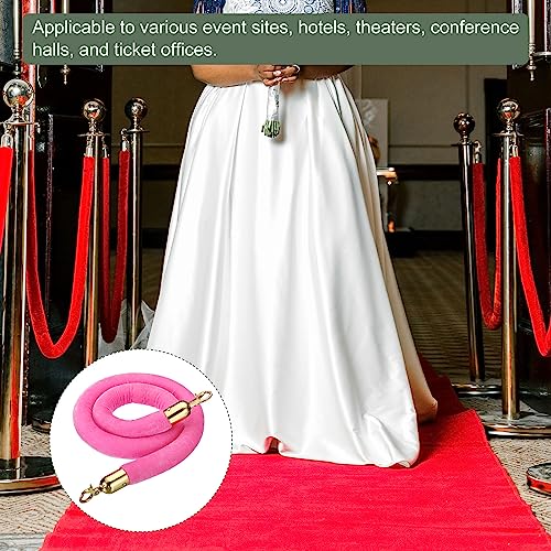YOKIVE 2 Pcs Pink Velvet Stanchion Rope Crowd Control Barrier Rope, Manage The Crowd, Great for Hotels, Theaters, Ticket Offices (Golden, 4 Feet) - color: Pink, Golden, size: 4 Feet