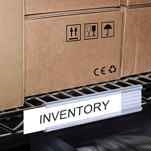 Lenink 20Pcs Wire Shelf Label Holders,Plastic Wire Rack Label Holder Compatible with Metro and Nexel 1-1/4in Shelves,Label Area 6in Lx1.25in H (Label Paper Not Included) (Pack of 2) - color: Transparent, size: 6in (Pack of 2)